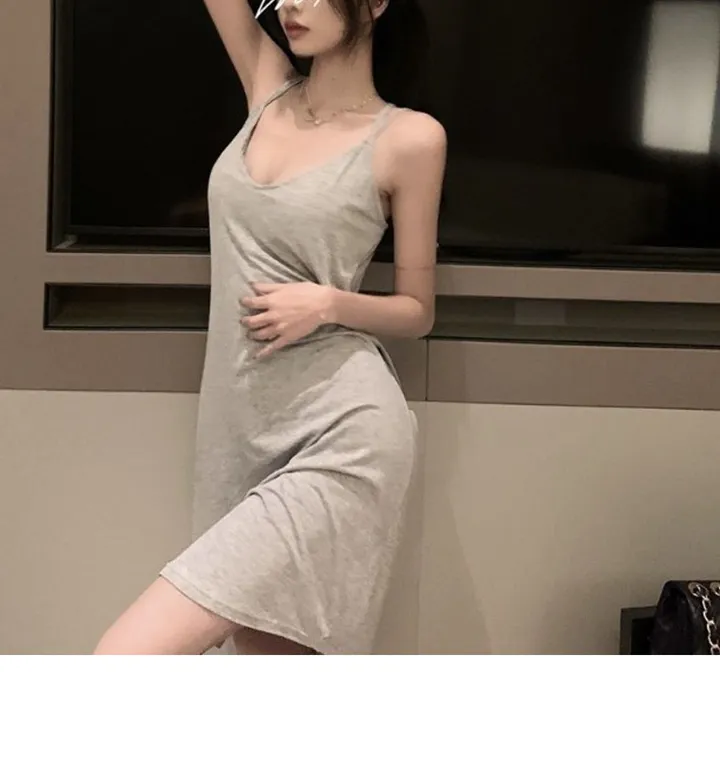 쫀득 부들 크로스 원피스 홈웨어 면원피스 섹시원피스 상세 이미지 4