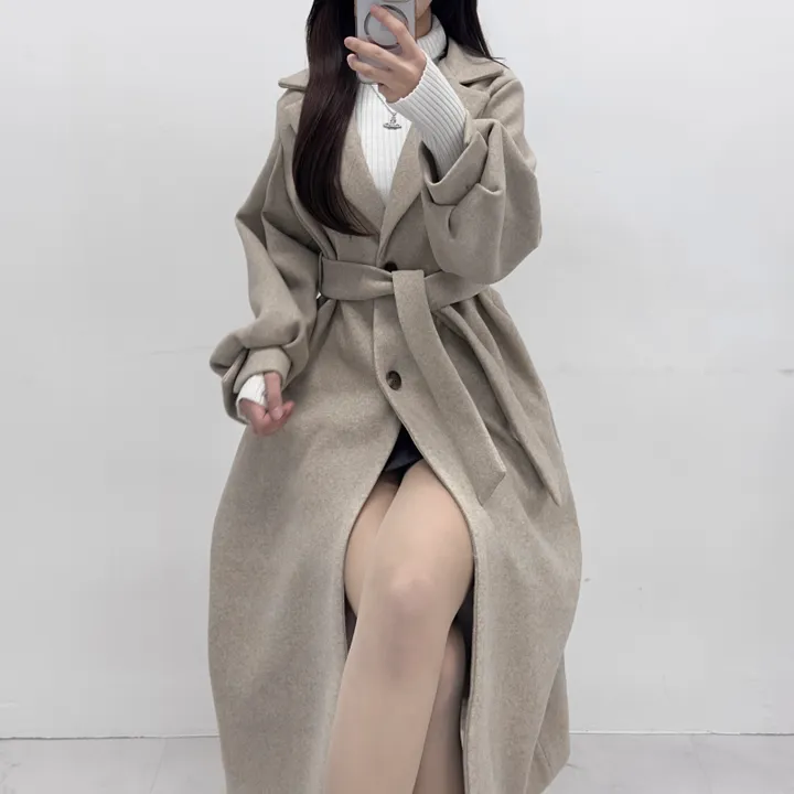 [개강룩/핏보장] 러블리 퍼프 몽글 롱 코트 울코트 (4color) 상세 이미지 21