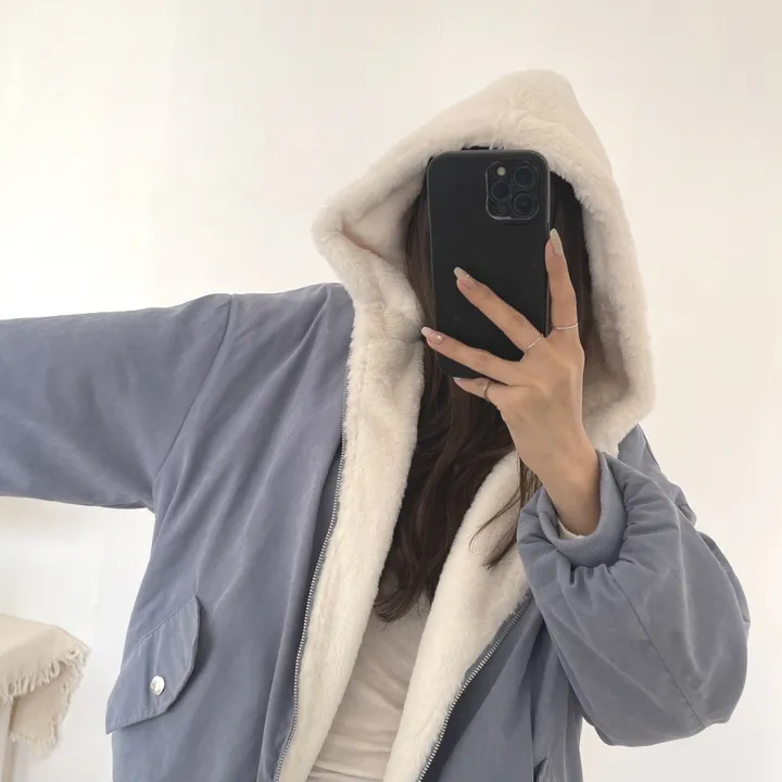 [특가세일/당일발송]양면착용 부들부들 부드러운 페이크퍼 보아털 후리스 밍크안감 아방핏 리버시블패딩 항공점퍼 후드점퍼 패딩점퍼 퍼자켓  3color 상세 이미지 6