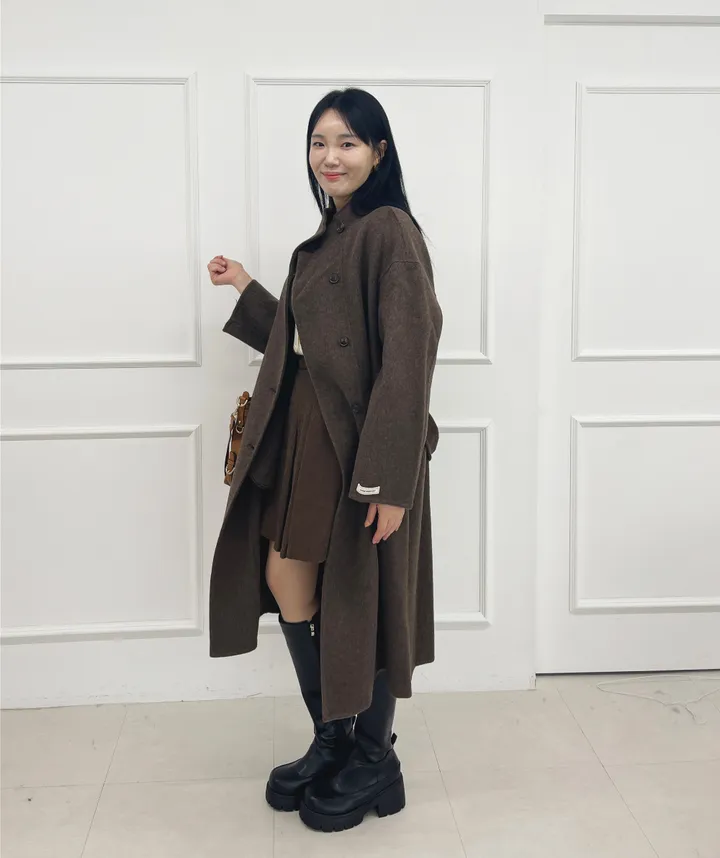 자체제작 원단부터 다른 엣지넥 양모 핸드메이드코트 빅사이즈 연말룩 하객룩 110까지 상세 이미지 21