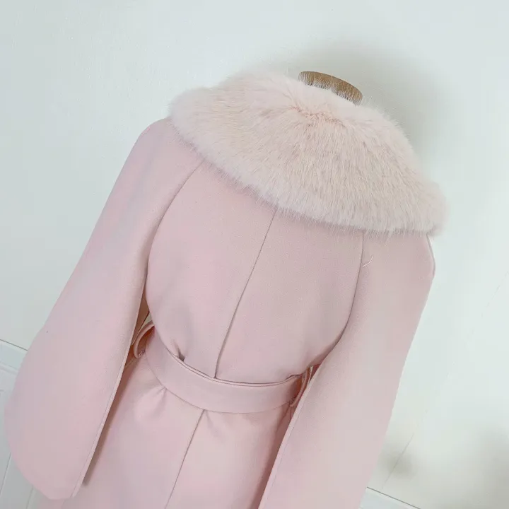 [롱케이프코트💗/고퀄보장✨] 롱VER. 알콩 울 캐시미어 폭스퍼 페이크퍼 밍크퍼 누빔안감 케이프 벨트 버튼 고급 우아 롱 판쵸 코트 망토 자켓 (4color) 연말룩 크리스마스 상세 이미지 43
