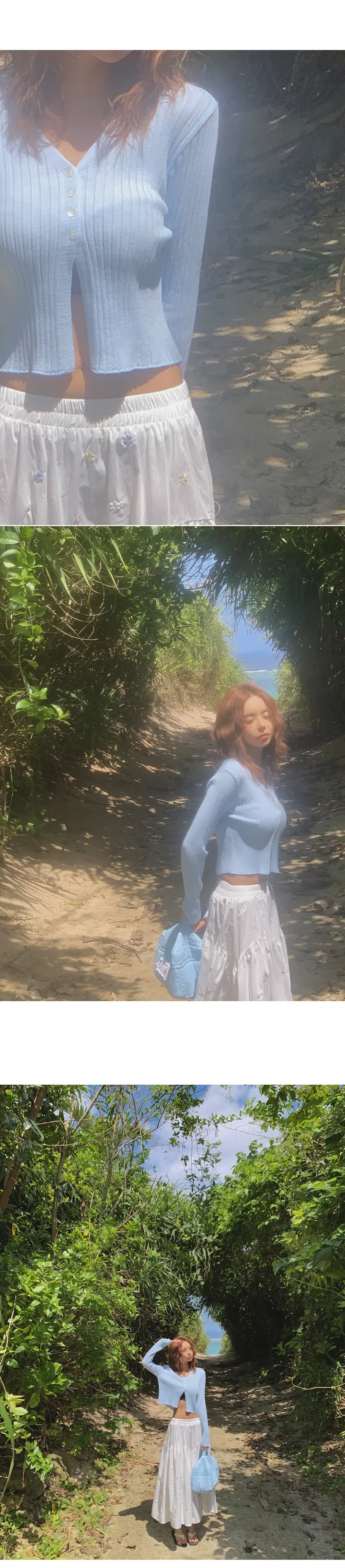 골지 버튼 크롭 가디건 상세 이미지 12