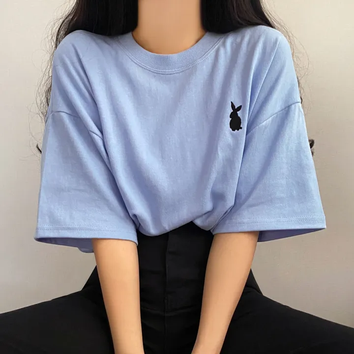 [넉넉/데일리] 러블리 래빗 자수 오버핏 반팔티T 상세 이미지 16