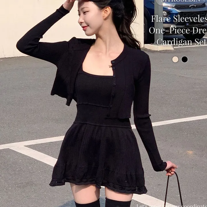 [여리무드🌹] 미닛 가디건 나시 원피스 세트 / 나시원피스 캉캉원피스 플레어 플리츠 미니원피스 니트 여름원피스 골지원피스 얇은 봄가디건 봄원피스 크롭가디건 골지가디건 볼레로 상세 이미지 33