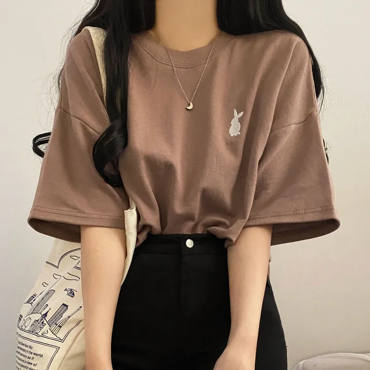 [넉넉/데일리] 러블리 래빗 자수 오버핏 반팔티T 상세 이미지 19