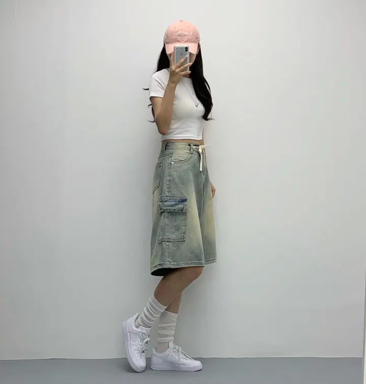 [인생버뮤다/~XL/5부기장] 버블 빈티지 워싱스트링 카고 버뮤다팬츠 5부 데님팬츠 청반바지 숏팬츠 여름팬츠 선데이이브닝 상세 이미지 12