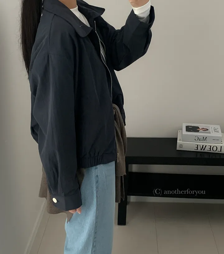 (스트라이프/무지) 바스락 코튼 카라 블루종 숏 점퍼 3col : 어나더포유 상세 이미지 25