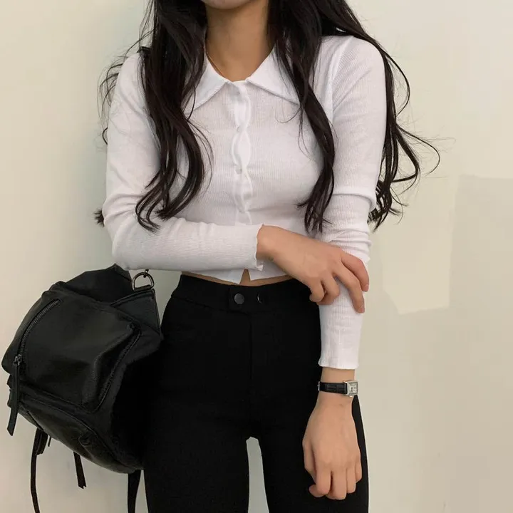 [가격실화?] 카라 크롭 단추 골지 가디건;3col 상세 이미지 11