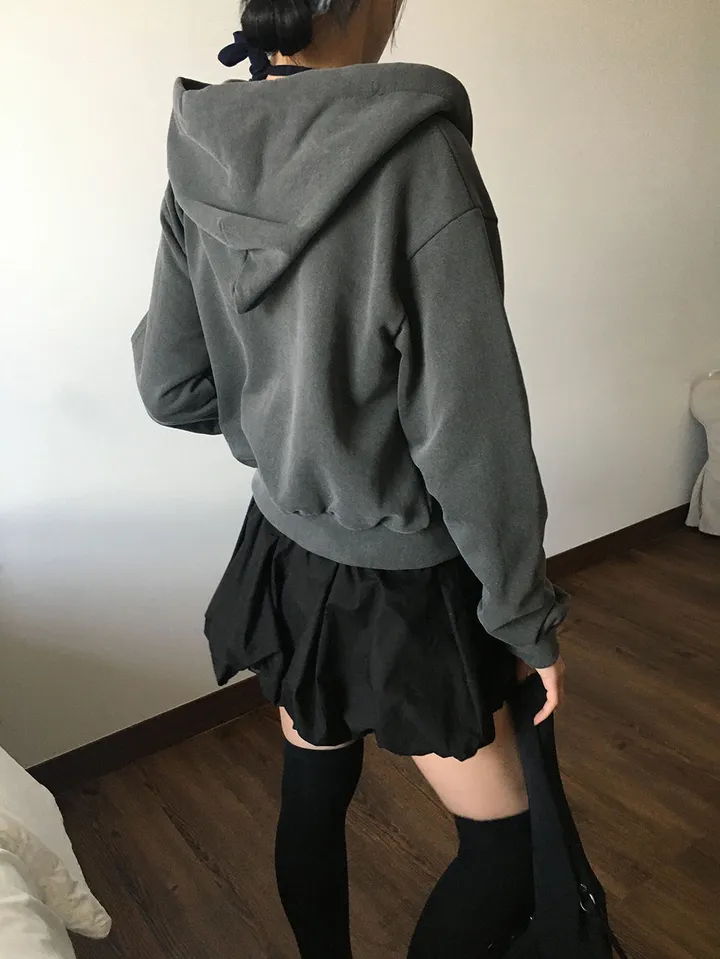 피그먼트 크롭 후드 집업 (4color) 상세 이미지 9