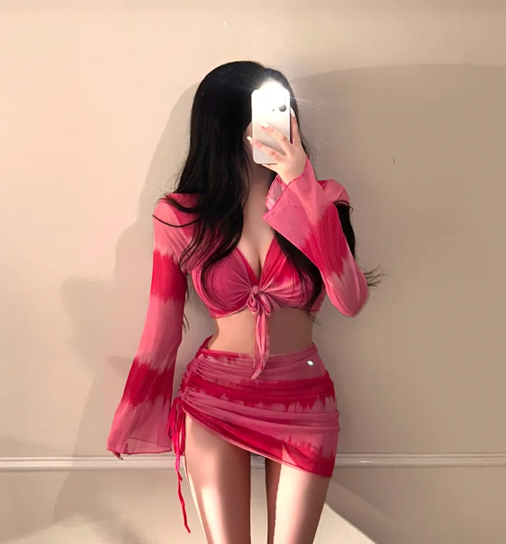 [최저가!!/군살커버/핏보장] 4pcs 세트 섹시 글램 커버업 셔링 랩스커트 여리핏 크롭 볼레로 가디건 투피스 리본 스트랩 수영복 비치웨어 물나염 슬림 휴양지 인생샷 유니크 상세 이미지 10