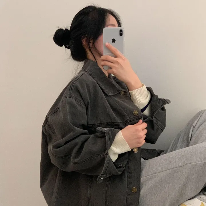 [빈티지/오버핏] 허쉬 봄,가을 루즈핏 흑청 면자켓;2col 상세 이미지 11
