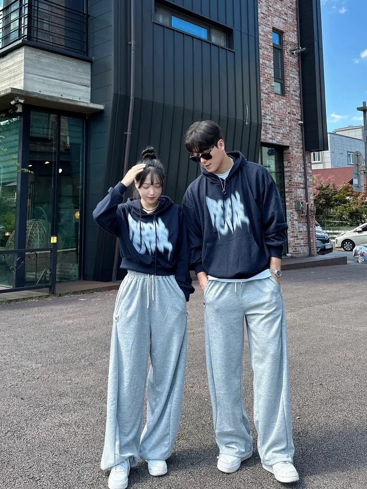 2사이즈/8컬러 커플 후드티 크롭 후드 남녀공용 오버핏 후드티 사이드 스냅 벌룬 팬츠 와이드 스트릿 긴팔 커플티 봄 가을 커플룩 시밀러룩 힙무드 루즈핏 꾸안꾸 트레이닝 세트 락스타 상세 이미지 38
