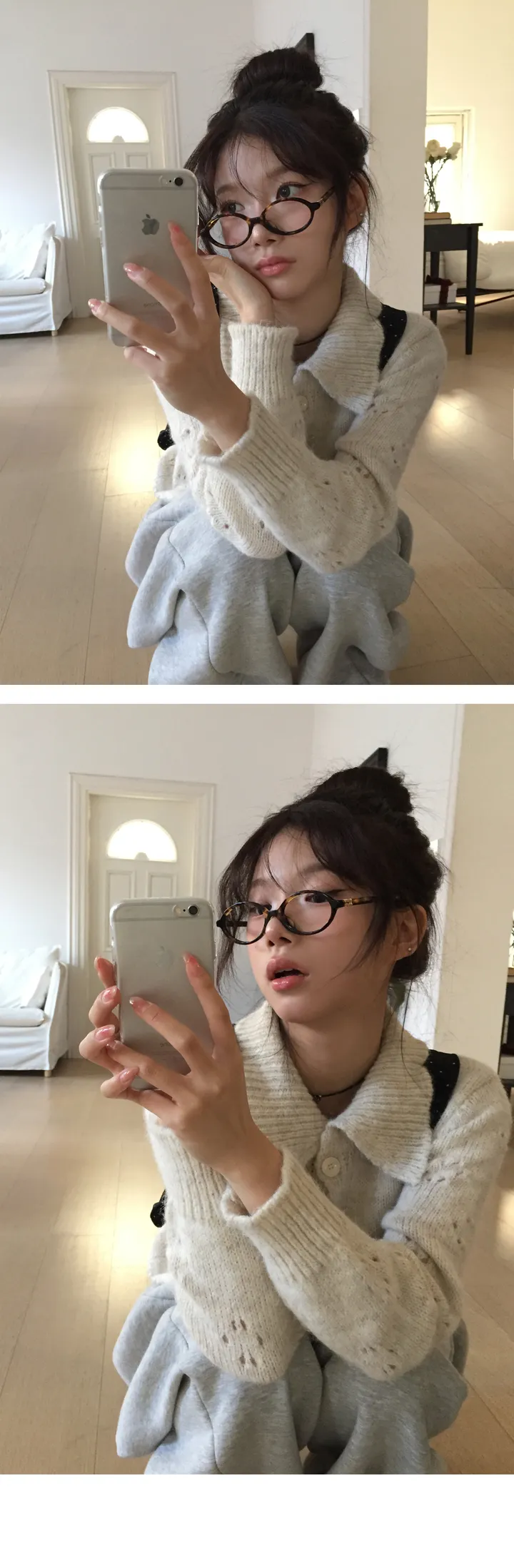 [데일리/러블리🤎] 펀칭 플라워 카라 니트 - 2color 상세 이미지 13