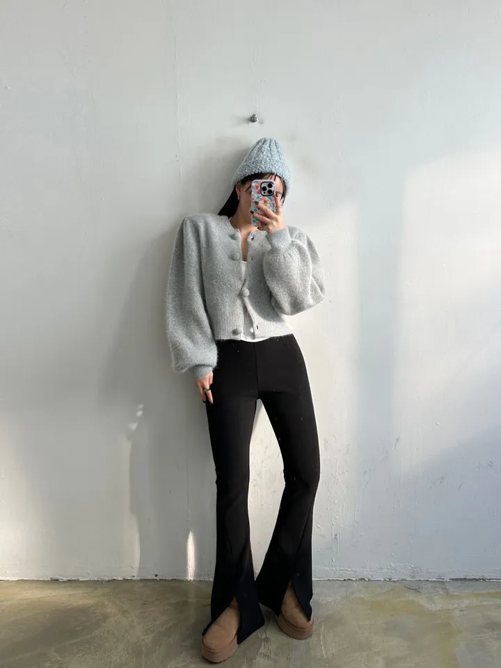 [학다리🔥❤️]기모 로이 부츠컷 트임 레깅스 팬츠 2color 상세 이미지 10