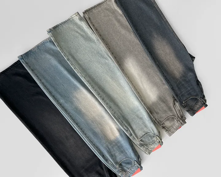 [3기장/~3XL] 스모크 워싱 와이드 정핏 일자 캐쥬얼 데일리 데님 팬츠 바지 상세 이미지 75