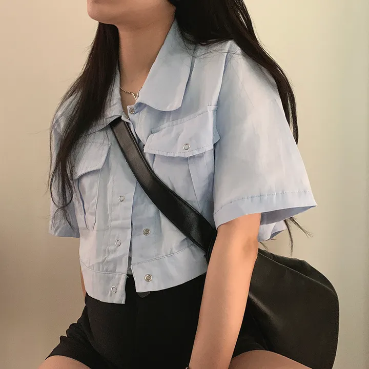 [여름*.*/핏보장🤍] 아몬드 야상 크롭 반팔 자켓 상세 이미지 2