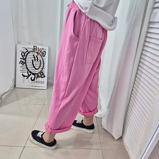 [4COLOR] 스마일 패치 밴딩 배기팬츠 상세 이미지 6