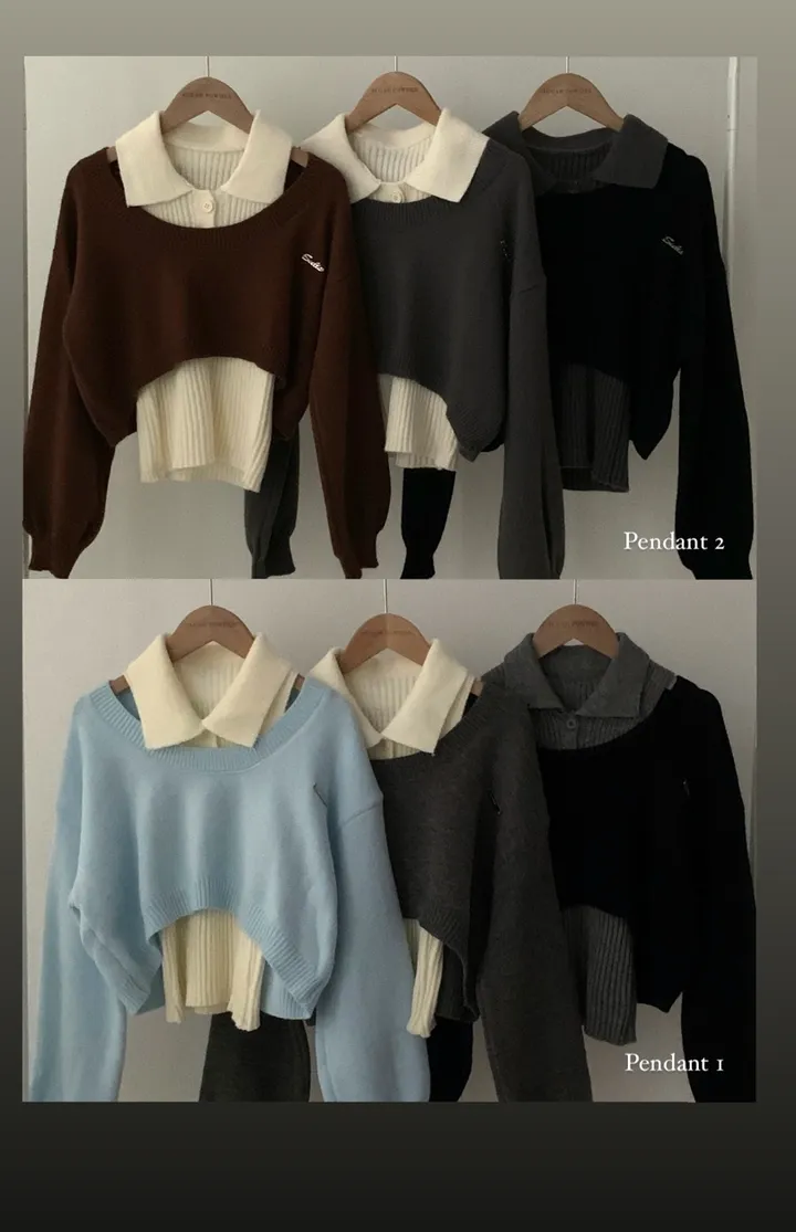[세트가격/디자인2개✨] 페일드 펜던트 오프니트 나시 투피스,셋업 - 3color 상세 이미지 3