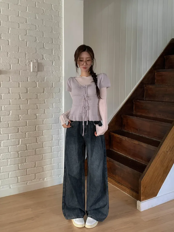 [여리색감/레이어드티] 다린 보트넥 물결 프릴 시스루 긴팔 티셔츠 4colors 상세 이미지 18