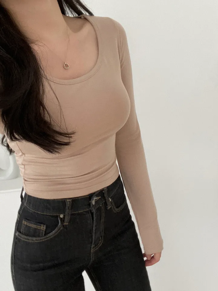 🎉6만장돌파[긴팔Ver.] 찰랑-부들 크롭 유넥 티셔츠 상세 이미지 23