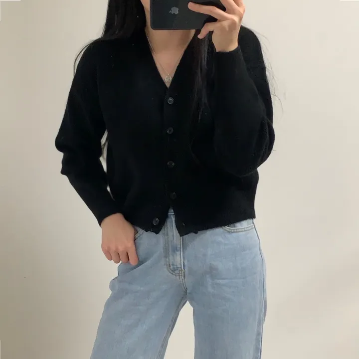 [7컬러/도톰해요!] 촘촘한 짜임의 데일리 브이넥 니트 가디건 상세 이미지 14