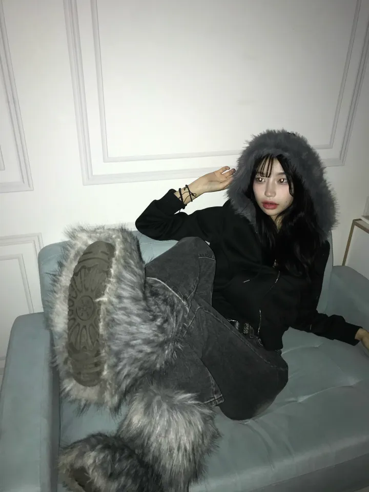 [*당일출고*/비교불가퀄리티] 위플래쉬st 빈티지 투웨이 블랙 퍼후드집업 상세 이미지 13