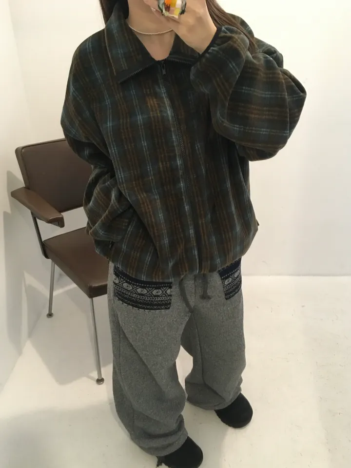 (2 color) 도쿄 체크 후리스집업 상세 이미지 7