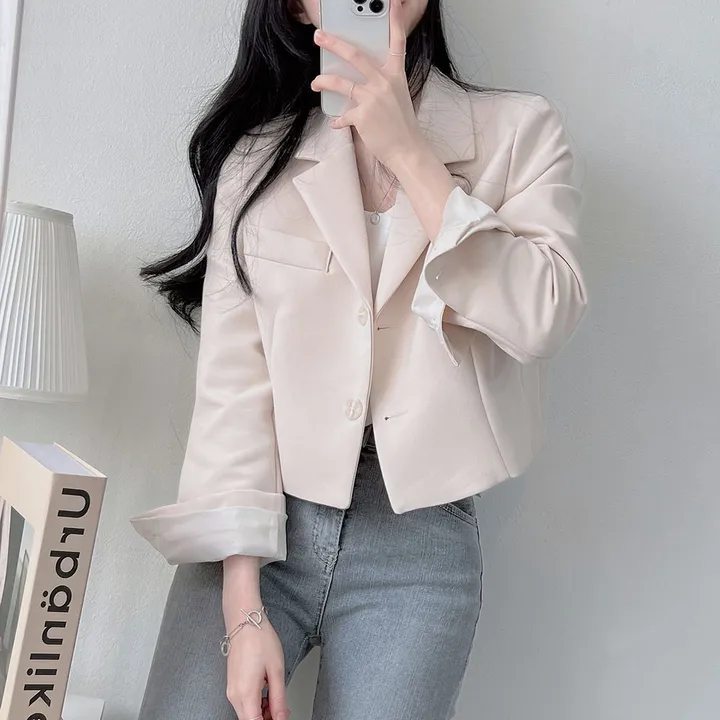 봄자켓*.* [패드없는, 퀄리티굿] 소매트임 크롭 자켓 상세 이미지 14