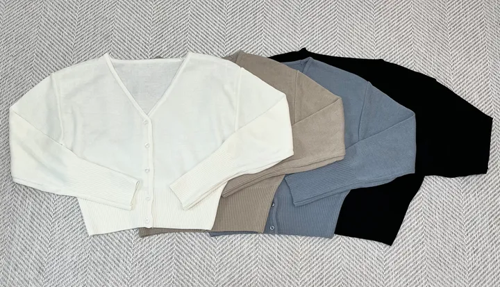 [데일리/허리쏙] 세미크롭 브이넥 니트 가디건 봄신상 봄가디건 (4color) 상세 이미지 7