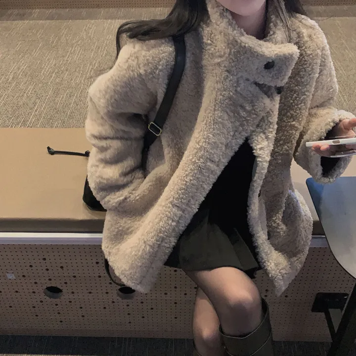 [왕아방핏🤎/주문폭주✨]후회없는 선택,푸들 양털 오버핏 하프 스웨이드 퍼자켓,코트 상세 이미지 21