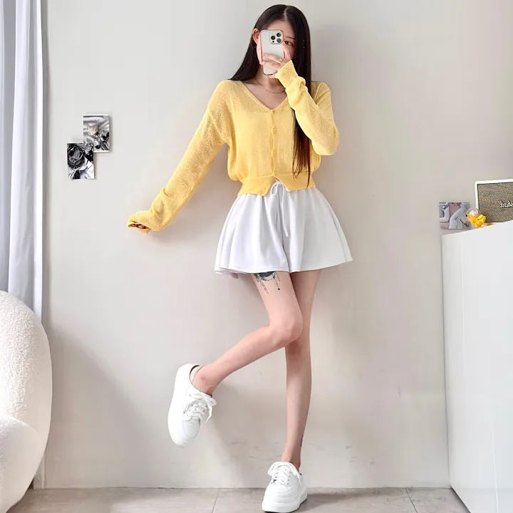 [여리여리~/살안타템] 컬러톡톡! 브이넥 썸머 부클 크롭 시스루 니트 가디건 5color 상세 이미지 10