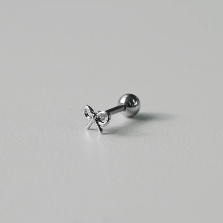 [묶음할인/바교체무료] 리본 피어싱 6종 써지컬스틸 바 미니 라인 꼬임 타이 큐빅 상세 이미지 17