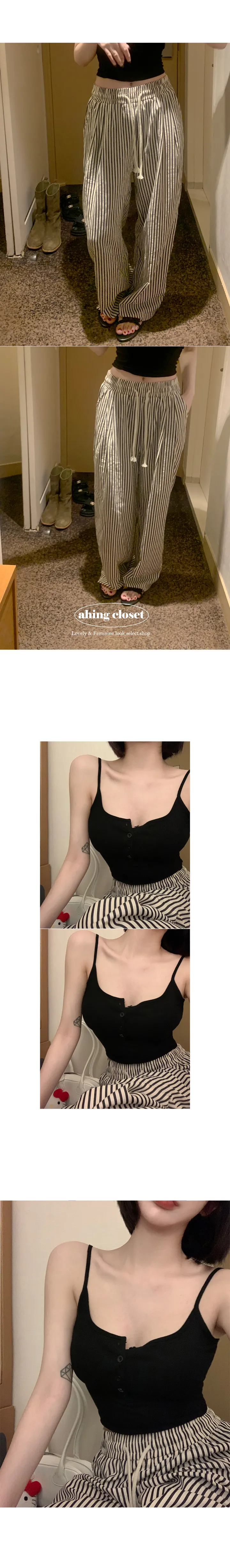 [❤주머니있음/주문폭주❤] 시어서커 스트라이프 여름 밴딩 일자 와이드 팬츠 데일리 루즈핏 꾸안꾸룩 마실룩(2color) 상세 이미지 8