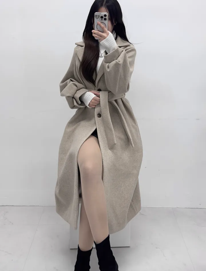 [개강룩/핏보장] 러블리 퍼프 몽글 롱 코트 울코트 (4color) 상세 이미지 16