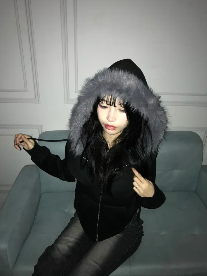 [*당일출고*/비교불가퀄리티] 위플래쉬st 빈티지 투웨이 블랙 퍼후드집업 상세 이미지 9
