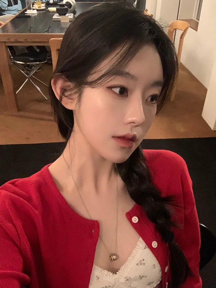 [ 3천장돌파 ] 펀칭가디건 크롭 라운드 가디건 루즈핏 레드가디건 빨간가디건 라운드넥가디건 빈티지가디건 상세 이미지 6