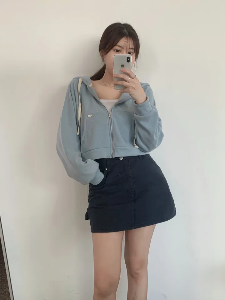 멜라운지 아크 후드 점퍼 mellounge 3col 레이스끈 패치 포인트 숏 러블리 파스텔 크롭 자켓 봄 상세 이미지 19