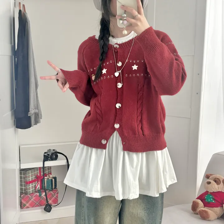 주문폭주🔥 [러블리~🧸/도토리🌰] 빈티지 자수 꽈배기 케이블 가디건 봄 가을 겨울 니트 상세 이미지 28