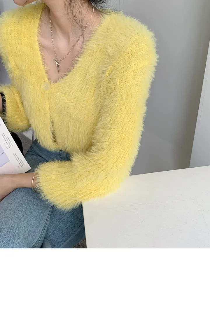 (촉감 굿~! 올해도 대박) 앙리 크롭 퍼가디건 상세 이미지 12