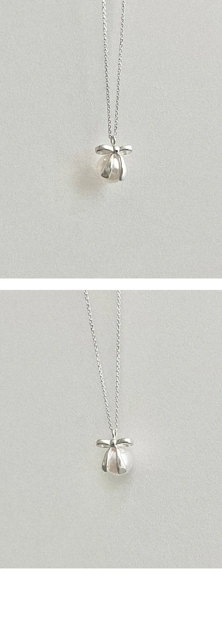 [인기!][당일발송] Pearl ribbon necklace /실버 925 리본 진주 러블리 발레코어 여리 하객룩 순은 목걸이 상세 이미지 6