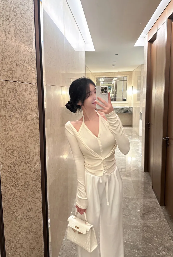 오묘한컬러감🌹*뷰엘단독* 아망 홀터넥 나시 가디건 투피스 세트 레이어드 가디건 봄가디건 상세 이미지 33