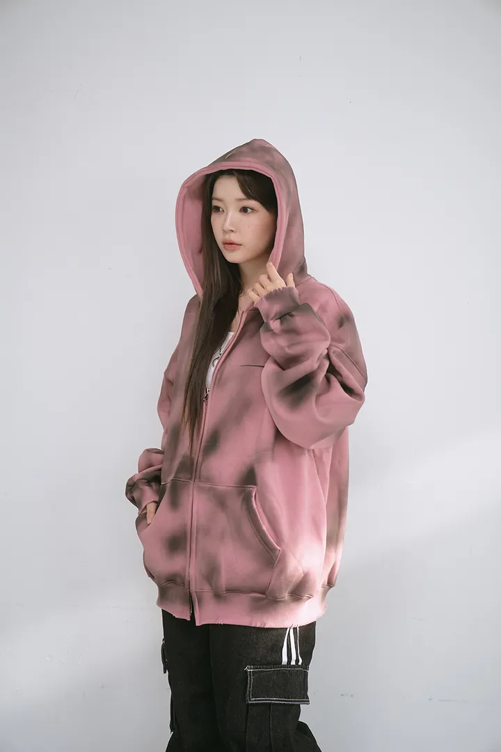 [UNISEX] 빈티지 워싱 더티 투웨이 후드집업 크롭 워싱  피그먼트 오버핏  핸드워머  커플룩 스트릿룩 빈티지룩 남여공용 유니섹스 크롭집업  빅사이즈 유니크 봄신상신상 물나염 상세 이미지 31