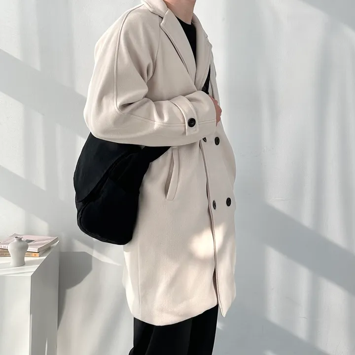 봄 가을 겨울 오버핏 하프 코트 미니멀 빅사이즈 아우터 남자트렌치라이크더블코트 상세 이미지 62