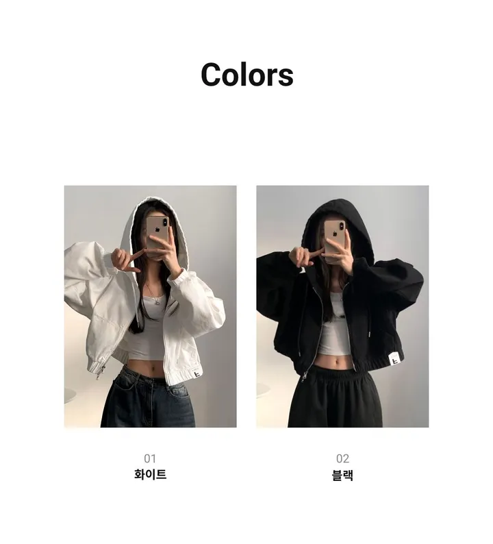 [얼굴소멸/핏잡혀있는] 루니 코튼 루즈핏 후드 집업 점퍼  크롭 후드 자켓 상세 이미지 5