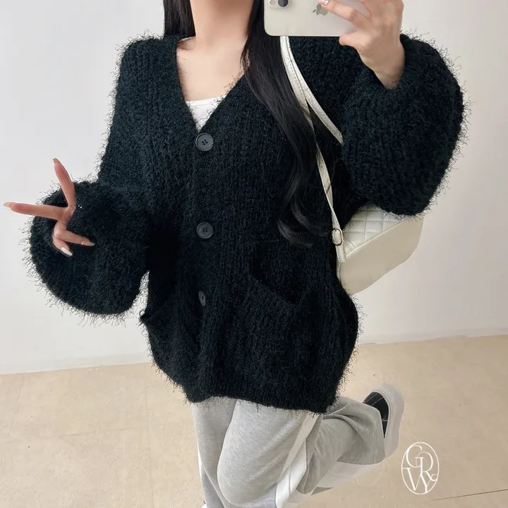 [단독생산] 털빠짐 없는 남친핏 솔잎 퍼 가디건 2 COLORS 상세 이미지 20