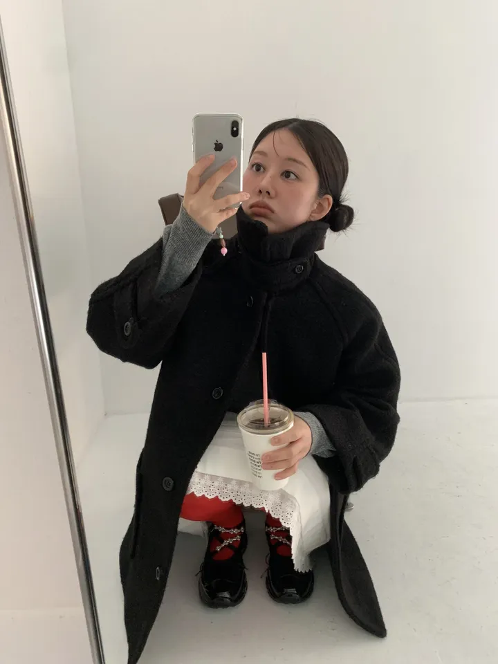 boucle high neck half coat (3color) 상세 이미지 29