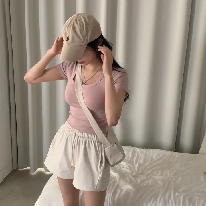 [파스텔🤍/MADE] 보장된핏, 옆셔링 스퀘어넥 반팔 크롭티셔츠 - 8color 상세 이미지 27