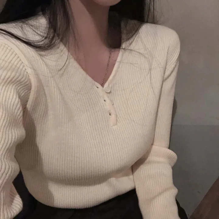 [4계절필수 디자인/연그레이 당일출고✨] 자체제작 #크치Made 젤리 버튼 트임 브이넥 골지 겨울 니트 긴팔티셔츠 - nt 상세 이미지 58