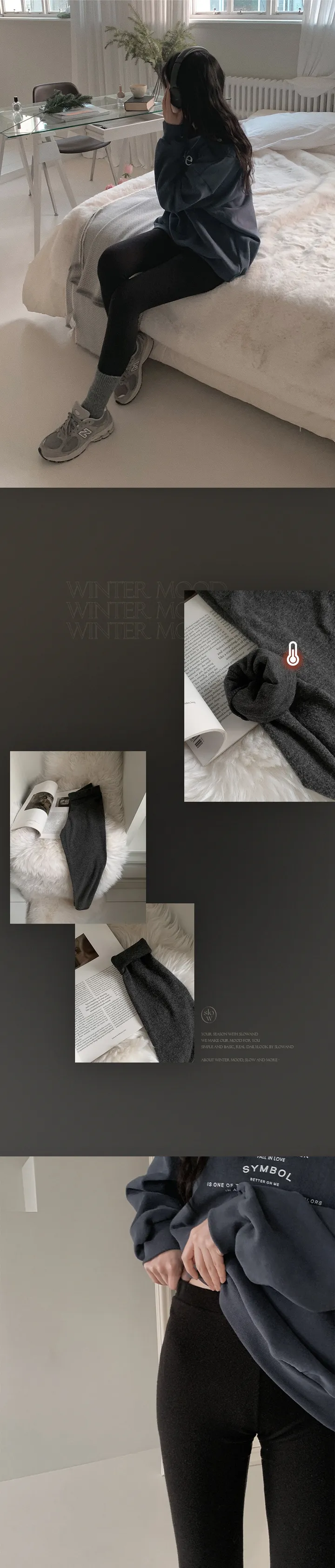 [🖤히트텍/데일리] 윈터즈 파스텔 히트레깅스 - 2 color (SLOWMADE/자체제작/레깅스/스판/무광/필수템) 상세 이미지 3