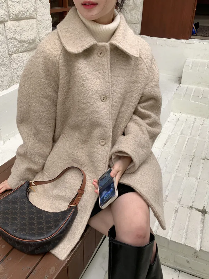 [안감누빔]테이퍼 부클 하프코트*베이지 당일발송 상세 이미지 30